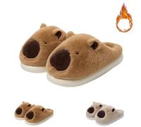 Capybara Plush Slippers - Funny, Cute, Non-Slip, Cozy, Warm House Slippers for Women & Men (Brown, Adult, UK 6-7, Medium)