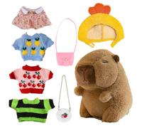Capybara Plush Toy | Adorable Animal Doll with Headpiece and Clothes, Comfortable Plush Companion for Bed Sofa Decoration, Capybara Caronone Companion for Travel, Bedroom