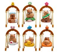 Capybara Plush Toy - Capybara Figure | Capybara Figure Set | 6 x Capybara Animal Figures | Animal Miniature for Desk Tabletop Display Bedroom Counter Desktop | Bookshelf Counter Display