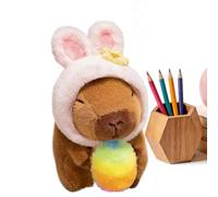 Capybara Plush Toy, Capybara Plush Toy, Cute Plushes Doll with Bunny Ear Hat, Soft Cuddly Toys Holding Easter Egg for Kids Adults Home Decor Nursery Sofa Travel Birthday