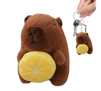 Capybara Plush Toy - Cute Cuddle Hanger, Plush Plush Toy with Fruit Holding Design, Mini Doll Accessory, Portable Ornament | Decorative Companion for Bag/Keys/Car/Bedroom/Bu