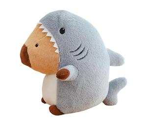 Capybara Plush Toy, Reversible Shark Cushion, 13.7 Inches Cartoon Pillow with Soft Feature, Stuffed Animal Figure, Craft Ornament with Aesthetic Design, Decorative Supplies for Home, Desktops, Book