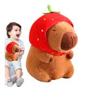 Capybara Plush Toy - Soft Stuffed Doll, Strawberry Animal Pillow | Super Touch Comfort Feature, Adorable Cartoon Snuggle Cushion Decoration Product, Perfect For Kids Bedroom Sofa Gift