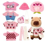 Capybara Plush Toy with 10PCS Clothes and Accessories, 25cm Capybara Stuffed Animal, Dress Up Capybaras Toys Set, Cute Capybaras Teddy for Boys Girls Birthday, Easter, Children's Day, Christma