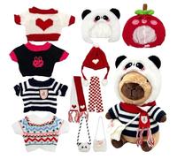 Capybara Plush Toy with 11Pcs Clothes and Accessories, 25cm Capybara Stuffed Animal, Dress Up Capybaras Toys Set, Cute Capybaras Teddy for Boys Girls Birthday, Easter, Children's Day, Christma