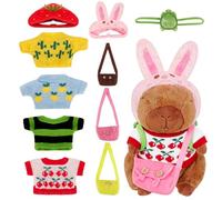 Capybara Plush Toy with 11PCS Clothes and Accessories, Dress Up Capybara Toys Set, Cute Capybara Teddy, Soft and Cuddly, Capybara Gifts for Boys Girls Birthday, Easter, Children's Day, Christmas, 23cm