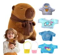 Capybara Plush Toy with Clothes, Cute Plush Animal to Dress Up Capybara - Plush Capybara Plush Toy, Cartoon Capybara Plush Animal with 4 Clothes and Accessories