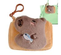 Capybara Plush Wallet - Capybara Plush Shoulder Bag, Soft Plush Handbag | Adorable Capybara Plush Shoulder Bag, Ella Plush Capybara Tote Bag for, Brown, Se référer au descriptif, Refer to description
