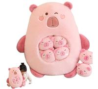 Capybara Plush with 6 Removable Mini Capybara Inside 14x18 Inch Snack Pillow Cotton Stuffed Adorable Cuddly Stuffed Animal Pillow for Kids & Adults