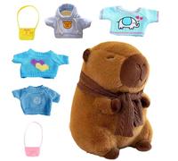 Capybara Plush With Clothes - Dress Up Capybara Plush Toys | Capybara Plush Toy With 4 Clothes | Cute Capybara Plush Animal You Can Dress Up | Cartoon Capybara Plush Toy