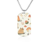 Capybara Rainbow Floral Watermelon Fashion Pendant Necklace Chain Personalized Graphic Jewellery