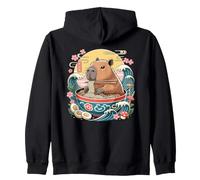 Capybara Ramen Bowl Cute Japanese Noodles Zip Hoodie