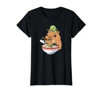 Capybara Ramen Noodle Lover Cute Kawaii Turtle Value Graphic T-Shirt, Women, Black, M