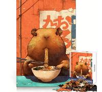Capybara Ramen Noodles Jigsaw Puzzle 1000 Piece for Teenagers Sharp Recall Mind Soothing Fun Uniform Cut Thoughtful Xmas (38x52cm)