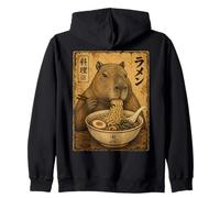 Capybara Ramen Noodles Ukiyo-e Japanese Art Poster Zip Hoodie