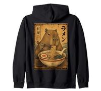 Capybara Ramen Noodles Ukiyo-e Japanese Art Poster Zip Hoodie