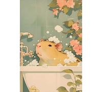 Capybara relaxing spa print, Japanese bathroom Wall Art, Funny bath poster, Japandi wall decor, Nice Mural, Animal Lover Gift (12 x 16 in, Unframed)