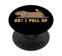 Capybara Relaxing with Bird Ok I Pull Up Funny Meme PopSockets Adhesive PopGrip