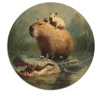 Capybara Riding An Alligator,Puzzles Gemusterte Nachhaltige Puzzles Für Erwachsene Hochwertige Holzspielpuzzles 1000pcs (67.5x67.5cm)