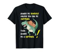 Capybara Riding Trex Boys Girl Dinosaur Be Capy Kids T-Shirt
