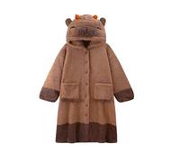 Capybara Robe Womens Cartoon Dressing Gown Lovely Animal Robe Warm Fluffy Bathrobe Brown Hooded Pajamas For Teen Girl Cute Fleece Dressing Gown Unisex Housecoats For Home, Dormitory