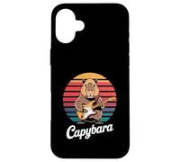 Capybara Rock Music Retro Sunset Electric Guitar Case for iPhone 16 Plus