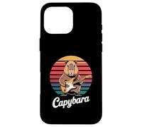 Capybara Rock Music Retro Sunset Electric Guitar Case for iPhone 16 Pro Max
