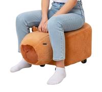 Capybara Rolling Stool - Playful Animal Bench, Wooden Body Construction, Quiet Rolling Motion, Decorative Seat Shape | For Casual Sitting, Relaxation, Footrest, Lounge, Rest, Daily Use