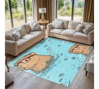 Capybara Rugs Living Room Cute Cartoon Animal Area Rugs for Bedroom 80 x 150, Printed Anti Slip Washable Short Pile Carpet for Kitchen Home Decor C-N3