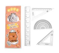 Capybara Ruler Set for Students | Math Geometry Tool Kit with Straight Scale Protractor | Adorable Stationery for Study Office and Classroom | Or