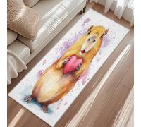 Capybara Runner Rug, Funny Animal Love Heart Kitchen Rug, Non-Slip Washable Carpet Runner Short Pile Carpet For Laundry Hallway 60x220cm
