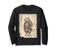 Capybara Samurai Japanese Ukiyo-e Woodblock Style Art Long Sleeve T-Shirt