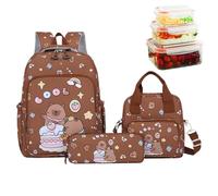 Capybara School Backpack - Cute Children's Bag, Set of Book Bags, Backpack ér la Primary School PÚér Children | Çute Bookbag with Pencil Case and Bag for Lunch, Dark Brown, Please refer to the