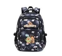 Capybara School bag Black | Cartoon Design, Multiple Compartments, Girls School Bag, Quilted Texture, Mesh Side Pockets