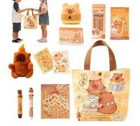 Capybara School Materials, Pack of 8 Pencils with Canvas Bag, Multicoloured Pen, Suitable for Students, Classroom, Home, Learning, Easter, Christmas and Birthday Party