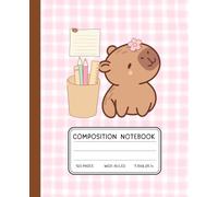 Capybara School Supplies Notebook - Cute Pink Gingham Composition Book | 120 Wide-Ruled Pages | 7.5 x 9.25 in.: Adorable Capybara Stationery Design - ... for Girls, Teens, and Kawaii Animal Lovers