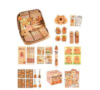 Capybara School Supplies Set,Cute Capybara Pencil Case Set with All Things,Large Cute Capacity Pencil Case with Compartments (14 Pcs Sets B)