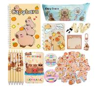 Capybara School Supplies,Stationery Pack,Pens for Children,Stickers for School,Capybara Writing Folders,Sticky Notes,Gift for Girls,Birthday Gift Ideas,School,Pupils