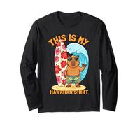 Capybara Shaka Surfboard Hawaiian Aloha Beach Summer Tee Long Sleeve T-Shirt