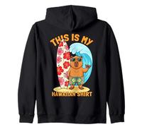 Capybara Shaka Surfboard Hawaiian Aloha Beach Summer Tee Zip Hoodie