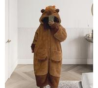 Capybara-shaped Onesie for Adults, Wearable Capybara Hooded Blanket, Soft Flannel Capybara Costume Christmas Pajamas For Women Men
