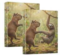 Capybara Sloth Jungle Round Ring Binder with Clipboard, PVC 3 Ring Binder