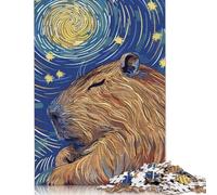 Capybara Starry Night Art Puzzle Unique Home Decor Paper Rectangular Jigsaw Puzzle for Adults Teen 1000pcs (75x50cm)