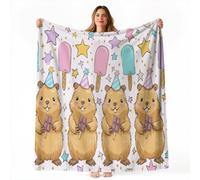 Capybara Stars Chocolate Bar Warm Flannel Fleece Throw Blanket, Cartoon Animal Soft Cozy Printed Bed Blanket, Multicolor Lightweight All Season Blankets for Couch Sofa Napping Travel, 150 x 200 cm