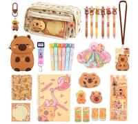 Capybara stationery girl boy stationery, Kawaii stationery Capybara large capacity, erasable pen, notebooks, drawing ruler, bookmarks, purse for school supplies