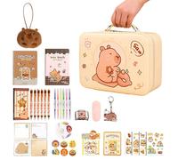 Capybara Stationery,Large Capacity Fun Cute Stationery | Capybara School Supplies | for Pen Holders Erasers Rulers Notepads Art Makeup Travel Offices Drawing Writing
