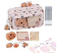 Capybara Stationery | Large Pencil Bag Set Capybara Stuff,Sticky Notes Gel Pens Storage Bag for Kids Elementary Middle Student School Home Classroom Prizes Birthday