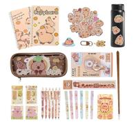 Capybara Stationery - Pens Ruler Cute Notebook | Cute Stationery School Pencil Case Kit | Writing Supply Set Ideal for Kids, Boys, Girls, Classroom, Home, Office, College, Study &