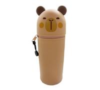 Capybara Stationery Pouch - Silicone Pen Holder Organizer, Cartoon, Soft Flexible Build, Secure Zipper Closure, Compact Portable Storage | Functional Desk Accessory, Students Artists