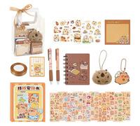 Capybara Stationery Set - 9.5 Inches, 127-Piece Animal Themed School Supplies Set | Cute Plush Stickers and Notepads, Complete Learning Accessories for Students for Home, Classroom and Birth
